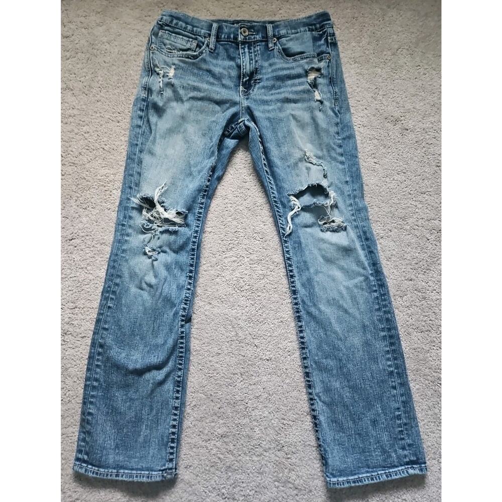 BKE Jake Straight Leg Men Jeans 33x32 Distressed Destroyed Denim